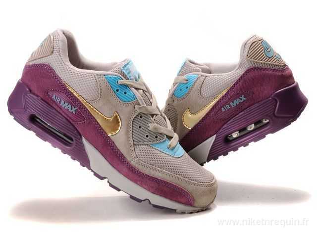 Nike chaussures roses et chamois air max 90 (1)